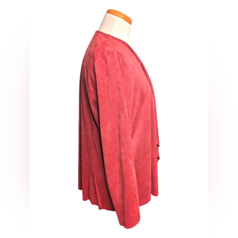 Alfred Dunner Women’s 18W Red Open-Front Drape Cardigan - Picture 3 of 12